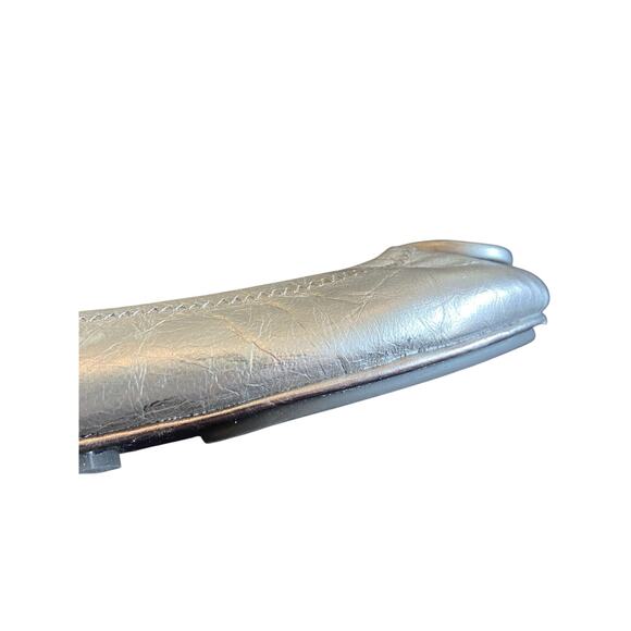 Tory Burch Minnie Flats Travel Ballet Slip On Leather Metallic Silver Size 6.5 - Picture 7 of 13